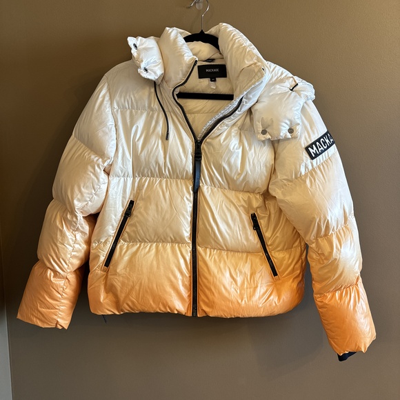 Mackage Sunset Hooded Zipper Closure Color Gradient Puffer Jacket Small - Picture 3 of 11